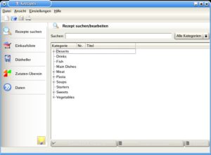 Abbildung 3: Einfaches Suchen nach Rezepten in der "Rezepte suchen/bearbeiten"-Ansicht.