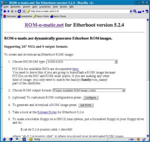 Abbildung 3: Auf der Webseite von Rom-o-matic erzeugen Sie Startdisketten für die Terminalclients.