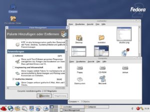 Abbildung 3: Fedora verwendet einen optisch veränderten Gnome-Desktop