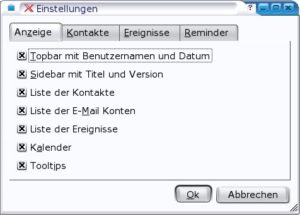 Abbildung 3: Wer den Kalender oder die Tool-Tipps nicht benötigt, schaltet Sie einfach aus.