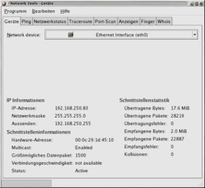 Abbildung 3: Nettools stellt wichtige Informationen über das Netzwerk übersichtlich dar.