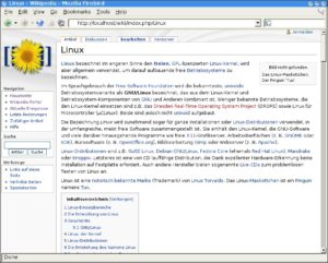 Abbildung 3: Mit dem passenden Datenbank-Dump wird aus dem Wiki eine Enzyklopädie: der Artikel "Linux" aus der Wikipedia.