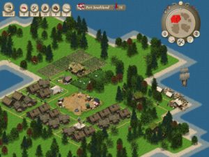 Abbildung 3: Unsere Siedler haben die zweite Stufe erreicht und werden nur von einer Farm mit Nahrung und Stoffen versorgt.