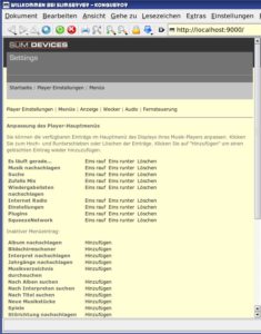 Abbildung 3: Über das Web-Interface können Sie sogar das Menü der Squeezebox individuell einstellen.