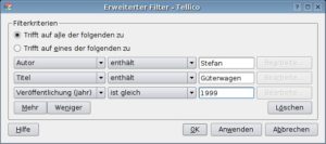 Abbildung 3: In diesem Dialog definieren Sie Filter für eine Suche nach bestimmten Datensätzen.