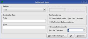 Abbildung 3: Das Format der Datenfelder erlaubt auch die Eingabe von Standardwerten.