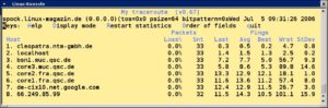 Abbildung 3: Mtr kombiniert die Funktionen von Ping und Traceroute.