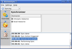 Abbildung 3: Manchmal meldet Kitchensync trotz veränderter Daten eine leere Synchronisationsliste auf dem Sony W300i. Diese Verbindung wertet das Handy jedoch als erfolgreiche Synchronisation und markiert die Einträge daher als synchronisiert – der nächste Abgleichversuch läuft daher ins Leere.