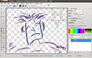 Abbildung 3: Das KDE-Malprogramm Krita erkennt druckempfindliche Zeichengeräte automatisch.