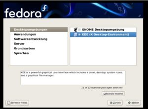 Abbildung 4: Fedora bietet verschiedene Zusammenstellungen zur Installation an; wer eine Übersicht der einzelnen Pakete wünscht, klickt auf <code srcset=