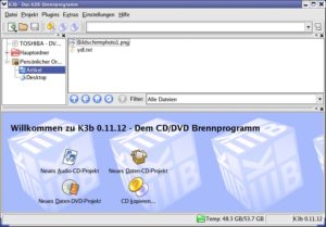 Abbildung 4: Die Apple-Laufwerke einschließlich der DVD-Brenner brennen mit K3b CDs und DVDs.