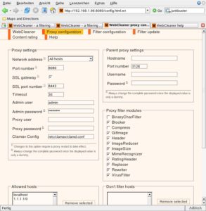 Abbildung 4: Die Kommandozentrale des Webcleaners.