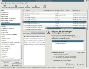 Abbildung 4: Synaptic ist ein sehr ausgereiftes Paket-Management-Programm. Suchen Sie mit diversen Kriterien die Programme Ihrer Wahl und installieren Sie sie mit einem Knopfdruck auf Anwenden.