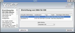 Abbildung 4: Suse-Linux-Nutzer haben es einfach: Via Yast aktivieren und deaktivieren Sie bequem den DMA-Modus für Laufwerke und Festplatten.