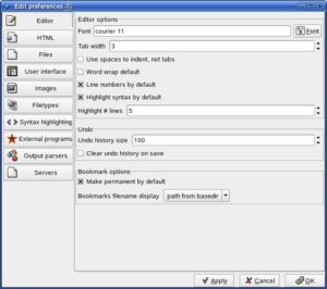 Abbildung 4: Bluefish: Der HTML-Editor ist in sehr vielen Punkten frei konfigurierbar.