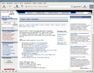 Abbildung 4: Sourceforge gilt als Sammelplatz für freie Software, wie etwa das Projekt Gaim.