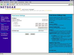 Abbildung 4: Das Web-Frontend des Wireless Printservers von Netgear ähnelt sehr dem des Gameadapters.