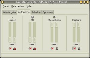 Abbildung 4: Mit einem Hilfsprogramm wie Gnome-volume verändern Sie die Werte für die Soundkarte so, dass die Kommunikation störungsfrei läuft.