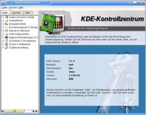 Abbildung 4: Ob das Update geklappt hat, erkennen Sie an der Versionsmeldung des KDE-Kontrollzentrums – hier wurde auf KDE 3.1.4 umgestellt