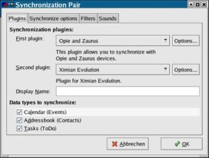 Abbildung 4: MultiSync synchronisiert den Zaurus mit Evolution.