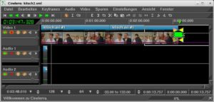Abbildung 4: Im Hauptfenster montieren Sie sie endgültige Szenenfolge, indem Sie Clips aus dem Browser auf die Zeitleiste ziehen.