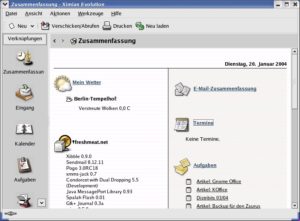 Abbildung 4: Termine, Kontakte und E-Mails verwaltet Evolution.