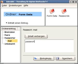 Abbildung 4: KWallet speichert Passwörter.