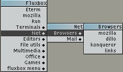 Abbildung 4: Das Menü stimmt Fluxbox beim Kompilieren auf das jeweilige System ab.