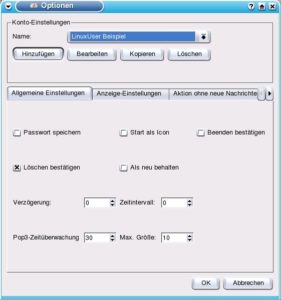 Abbildung 4: Auf dem Register "Allgemeine Einstellungen" des Optionen-Dialogs legen Sie unter anderem fest, in welchen Zeitintervallen KShowmail nach neuen E-Mails Ausschau hält.