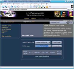Abbildung 4: Die Web-Oberfläche des UT2004-Servers im Konqueror-Browser