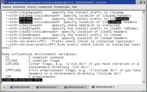 Abbildung 4: "./configure --help" listet alle Parameter auf, die das Konfigurationsskript kennt.