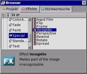 Abbildung 4: Der Browser verwaltet alle Mediendateien und Effekte; über die Stichwortsuche finden Sie alle im Browser abgelegten Elemente.