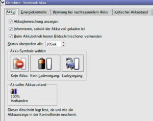 Abbildung 4: Energie-Management unter KDE mit "klaptop".