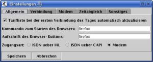 Abbildung 4: Bongosurfer fasst alle verbindungsrelevanten Parameter im Fenster Einstellungen zusammen.