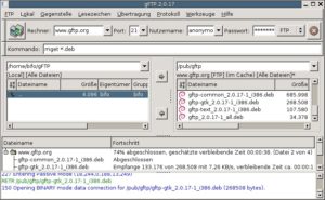 Abbildung 4: Das beste aus zwei Welten: Navigieren Sie mit der Maus in das Zielverzeichnis und schicken Sie dann den gewünschten FTP-Befehl an den Server.