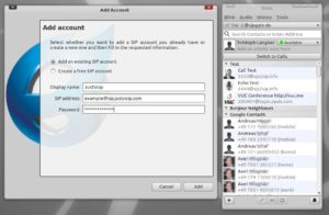 Abbildung 4: Adressbuch und Assistent zum Einrichten eines neuen Accounts bei Blink.