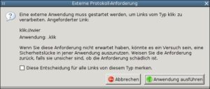 Abbildung 4: Beim Download eines Bundles über Firefox erscheint diese Warnmeldung. Bei der angesprochenen Anwendung handelt es sich um das Skript <code srcset=