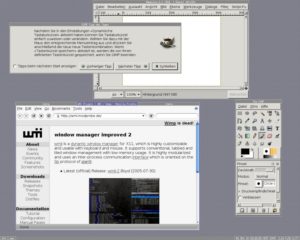 Abbildung 4: Wmii im "floating"-Layout mit "tabbed"-Fenstern.