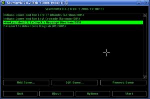 Abbildung 4: Der Hauptbildschirm von ScummVM startet unter Ubuntu im Vollbild-Modus.