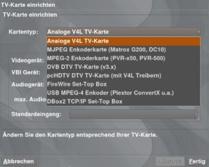 Abbildung 4: MythTV unterstützt unterschiedliche TV-Karten – darunter DVB-T-Boards und analoge Karten, die gewöhnlich über das V4L-Interface laufen.