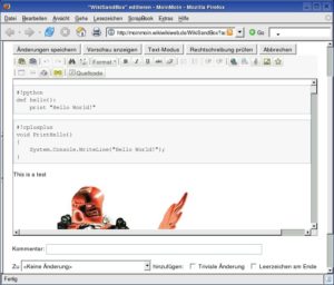 Abbildung 4: MoinMoin bringt einen WYSIWYG-Editor zum Bearbeiten der Texte mit.