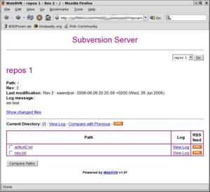 Abbildung 4: WebSVN ermöglicht Zugriff auf Subversion-Repositorys mit dem Webbrowser.