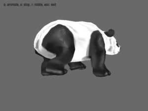Abbildung 4: Der Panda dreht sich und läuft. Eine einzige Codezeile gibt den Hilfetext aus (Listing 4).