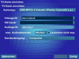 Abbildung 4: Auch MythTV spricht mit dem externen Videokonverter.