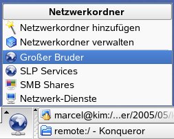 Abbildung 5: Das neue Netzwerkordner-Applet bietet direkten Zugriff auf entfernte Verzeichnisse.