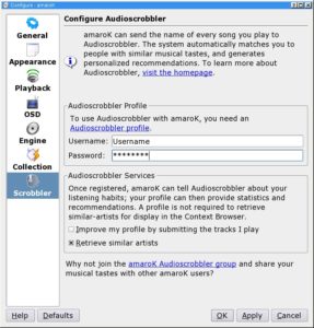 Abbildung 5: Über Audioscrobbler tauschen Musikliebhaber ihre Lieblingstitel aus – auch mit Amarok.