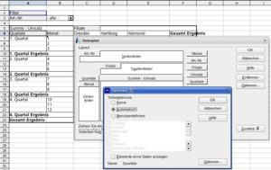 Abbildung 5: Mit der Bildung von Gruppen und der Berechnung von Teilergebnissen fassen Sie verwandte Daten zusammen. Die OpenOffice-Entwickler haben diese Funktionen in Version 2 kräftig überarbeitet.