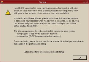 Abbildung 5: Nero verträgt sich nicht mit allen Errungenschaften moderner Linux-Distributionen.