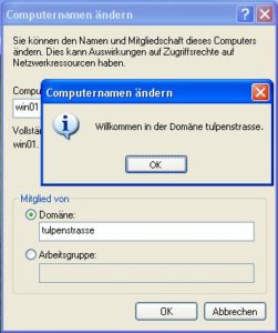 Abbildung 5: Windows gibt bei einer erfolgreichen Anmeldung aus, zu welcher Domäne der Rechner nun gehört.