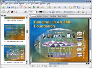 Abbildung 5: Impress importiert jetzt auch komplexe PowerPoint-Dateien ohne Fehl und Tadel. Im Bild eine Original Microsoft Präsentation zum Thema .NET.